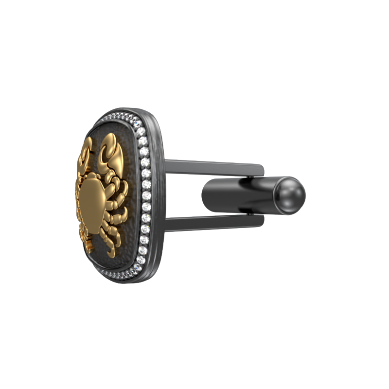 Cancer Zodiac Luxe, Constellation Cufflink Set with CZ Diamonds, 18kt Gold & Black Ruthenium Plating on Brass.