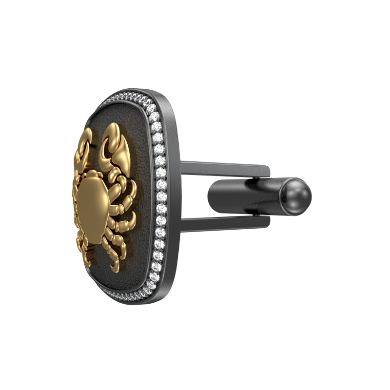 Cancer Zodiac Luxe, Constellation Cufflink Set with CZ Diamonds, 18kt Gold & Black Ruthenium Plating on Brass.