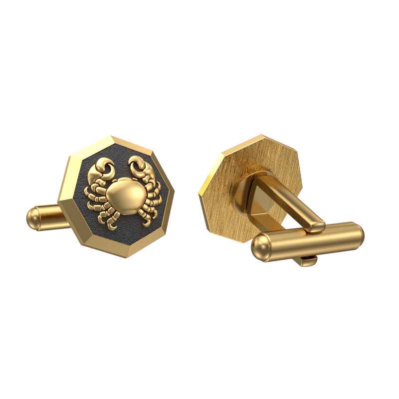 Cancer Zodiac , Constellation Cufflink Set with 18kt Gold & Black Ruthenium Plating on Brass.