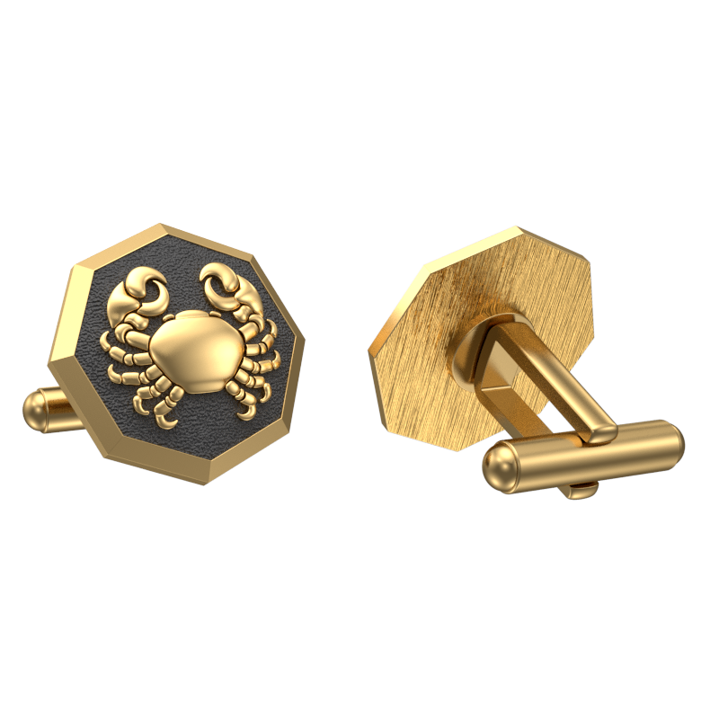 Cancer Zodiac , Constellation Cufflink Set with 18kt Gold & Black Ruthenium Plating on Brass.