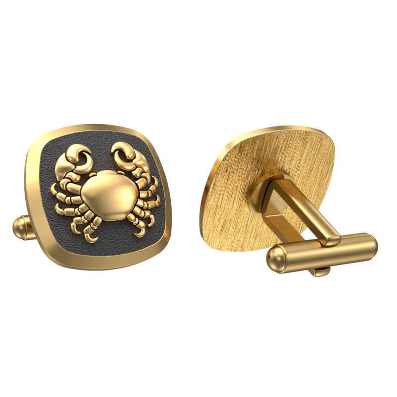 Cancer Zodiac , Constellation Cufflink Set with 18kt Gold & Black Ruthenium Plating on Brass.