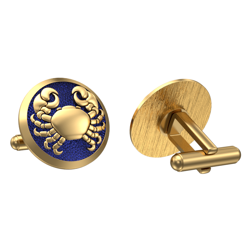 Cancer Zodiac , Constellation Cufflink Set with 18kt Gold & Black Ruthenium Plating on Brass.