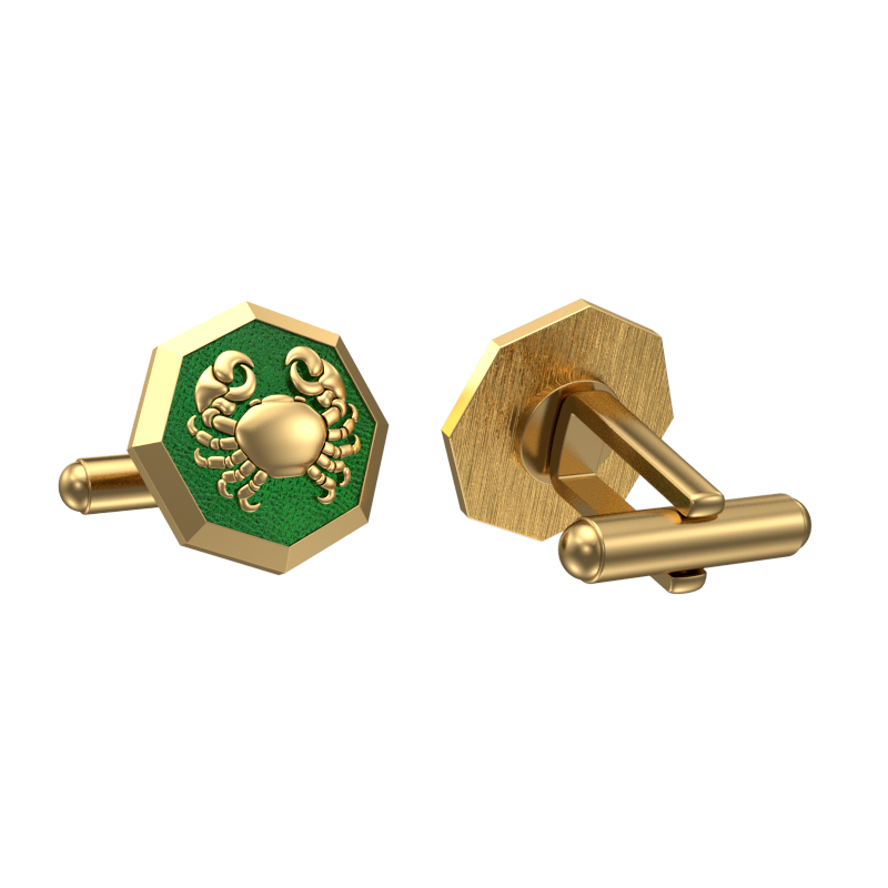 Cancer Zodiac , Constellation Cufflink Set with 18kt Gold & Black Ruthenium Plating on Brass.