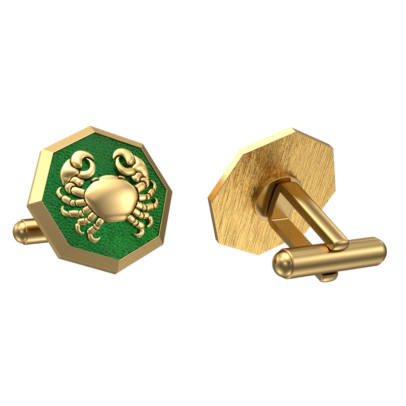 Cancer Zodiac , Constellation Cufflink Set with 18kt Gold & Black Ruthenium Plating on Brass.