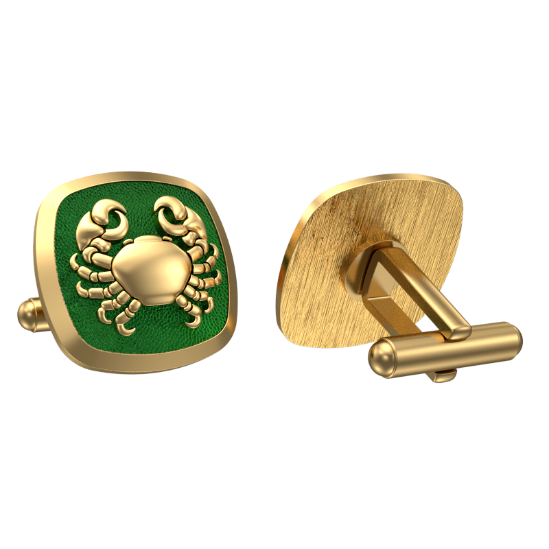 Cancer Zodiac , Constellation Cufflink Set with 18kt Gold & Black Ruthenium Plating on Brass.