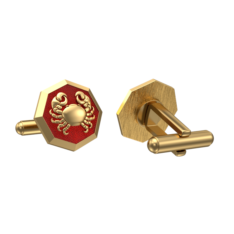 Cancer Zodiac , Constellation Cufflink Set with 18kt Gold & Black Ruthenium Plating on Brass.