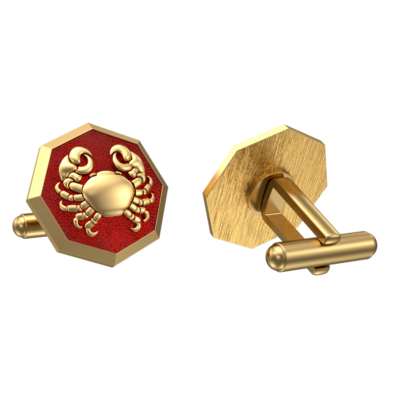 Cancer Zodiac , Constellation Cufflink Set with 18kt Gold & Black Ruthenium Plating on Brass.