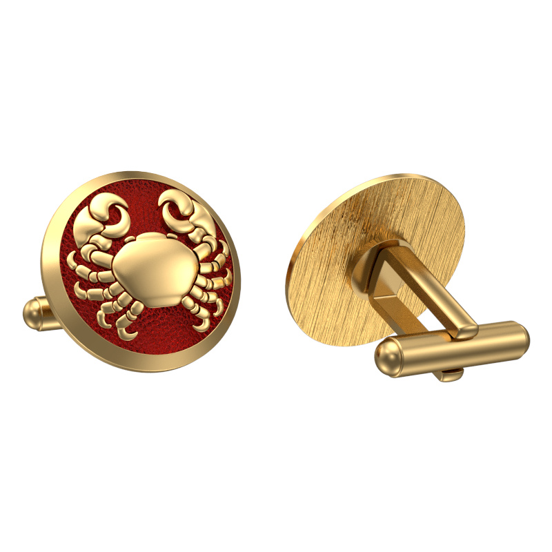 Cancer Zodiac , Constellation Cufflink Set with 18kt Gold & Black Ruthenium Plating on Brass.