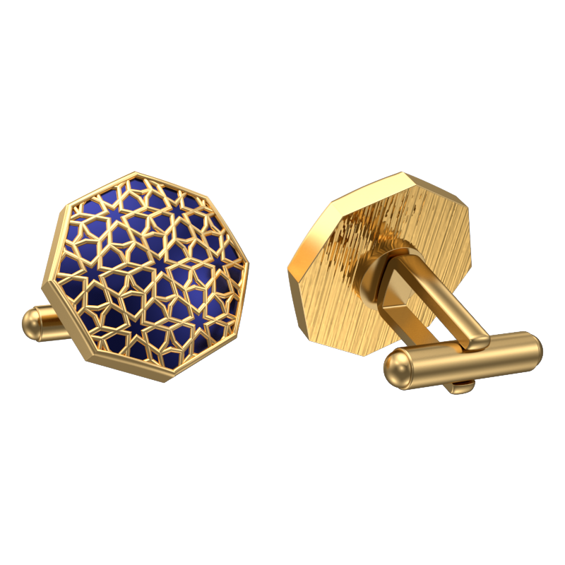 Starburst, Classic Cufflink Set with 18kt Gold Plating and Enamel on Brass.