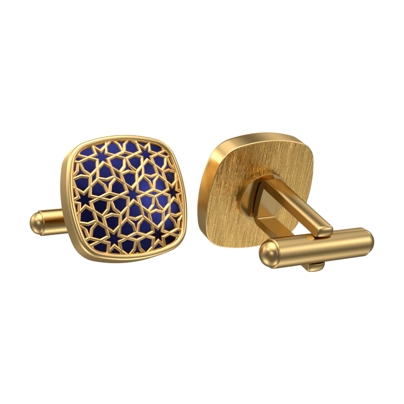 Starburst, Classic Cufflink Set with 18kt Gold Plating and Enamel on Brass.