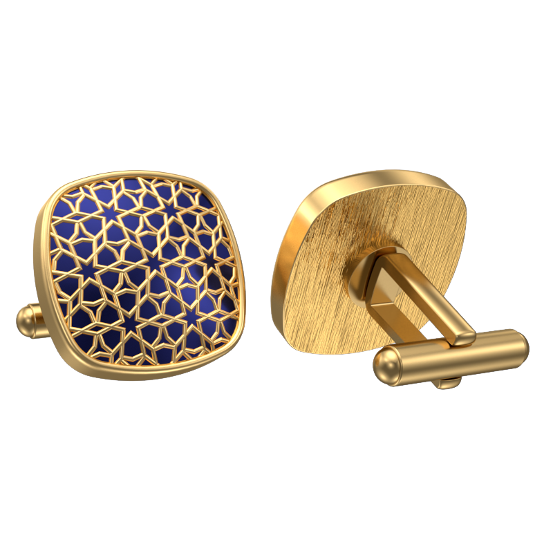 Starburst, Classic Cufflink Set with 18kt Gold Plating and Enamel on Brass.