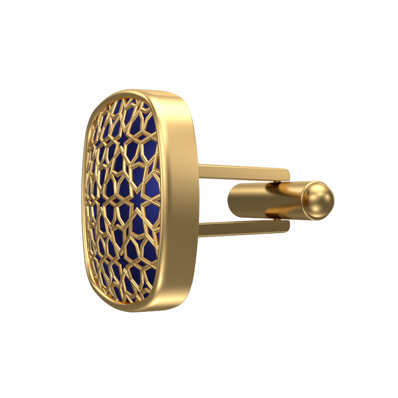 Starburst, Classic Cufflink Set with 18kt Gold Plating and Enamel on Brass.