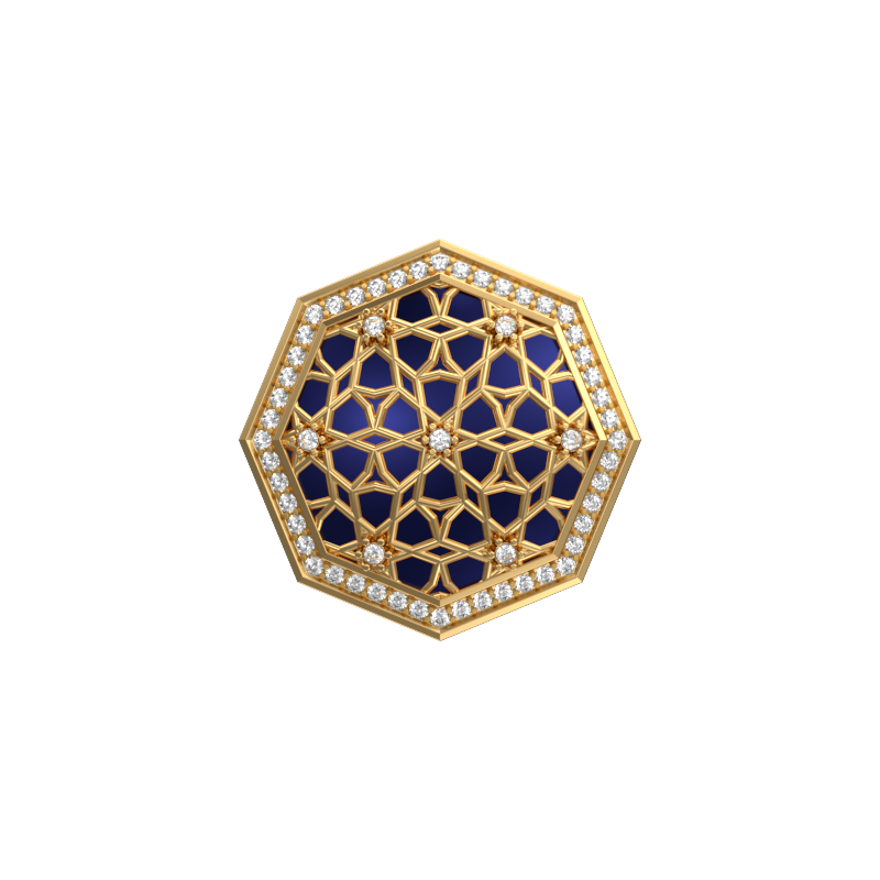 Starburst Luxe, Classic Cufflink Set with CZ Diamonds, 18kt Gold Plating and Enamel on Brass.