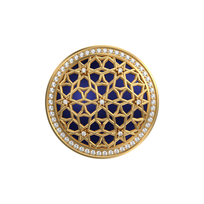 Starburst Luxe, Classic Cufflink Set with CZ Diamonds, 18kt Gold Plating and Enamel on Brass.
