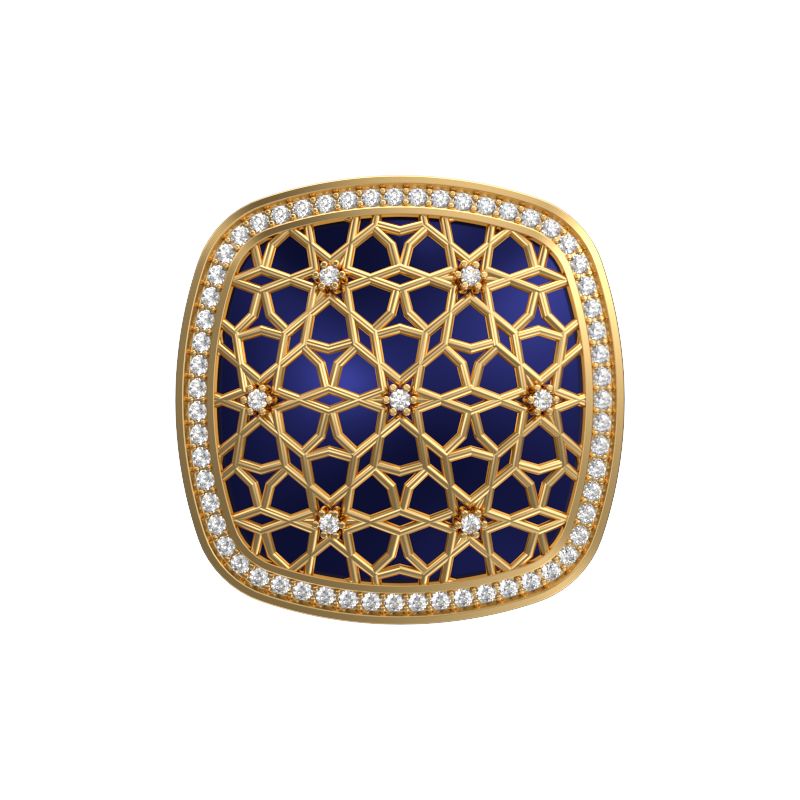 Starburst Luxe, Classic Cufflink Set with CZ Diamonds, 18kt Gold Plating and Enamel on Brass.