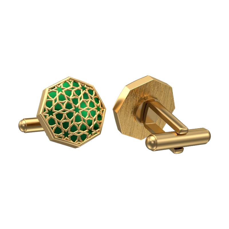 Starburst, Classic Cufflink Set with 18kt Gold Plating and Enamel on Brass.
