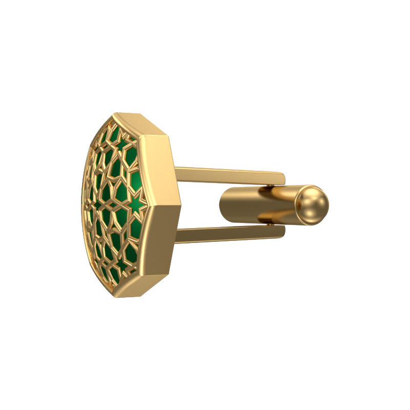 Starburst, Classic Cufflink Set with 18kt Gold Plating and Enamel on Brass.
