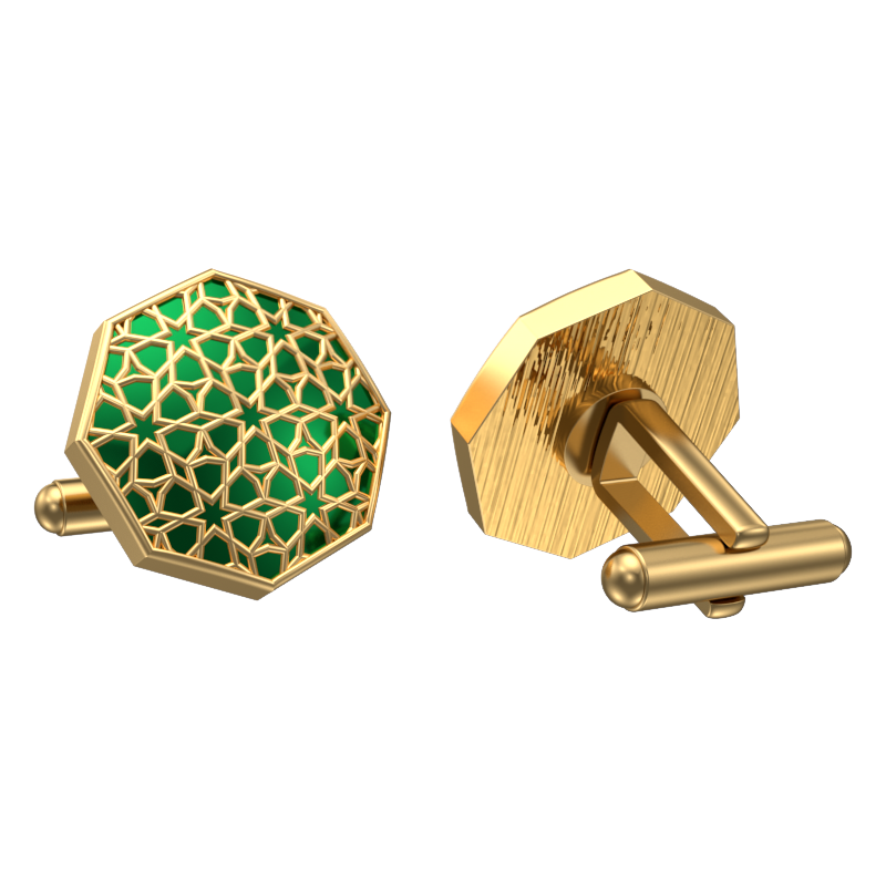 Starburst, Classic Cufflink Set with 18kt Gold Plating and Enamel on Brass.