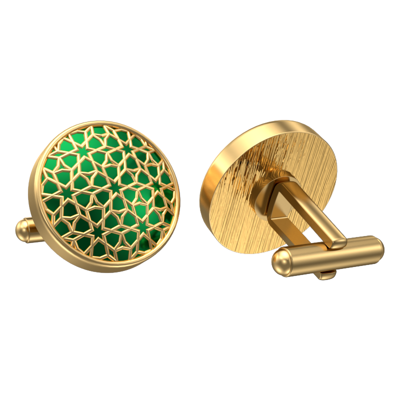 Starburst, Classic Cufflink Set with 18kt Gold Plating and Enamel on Brass.