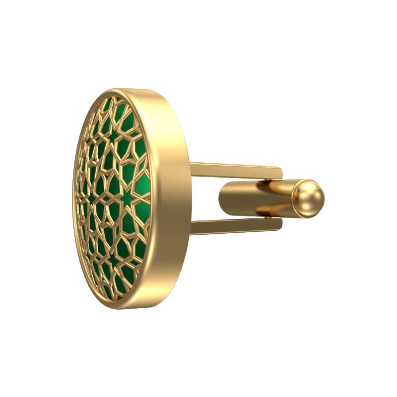 Starburst, Classic Cufflink Set with 18kt Gold Plating and Enamel on Brass.