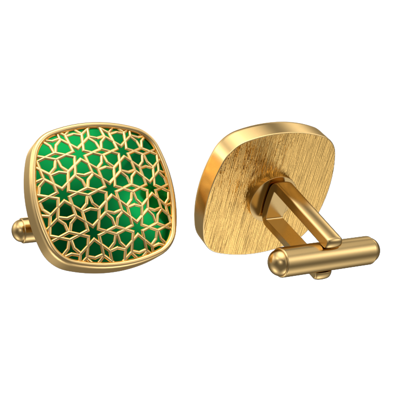 Starburst, Classic Cufflink Set with 18kt Gold Plating and Enamel on Brass.