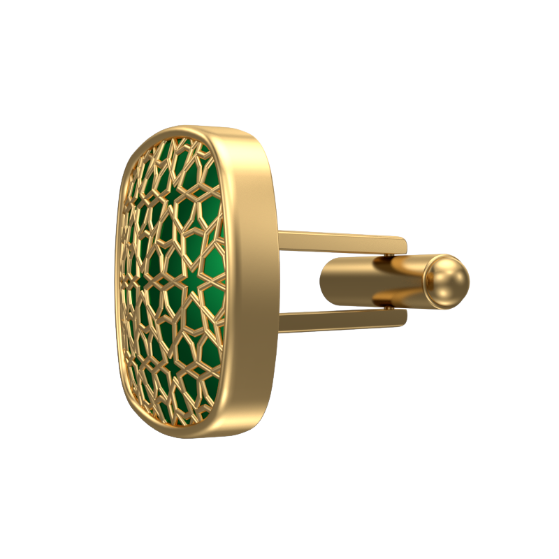 Starburst, Classic Cufflink Set with 18kt Gold Plating and Enamel on Brass.