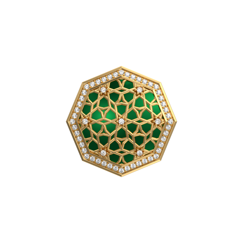 Starburst Luxe, Classic Cufflink Set with CZ Diamonds, 18kt Gold Plating and Enamel on Brass.