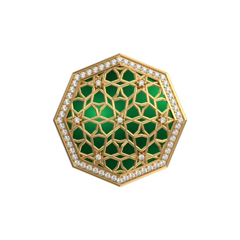 Starburst Luxe, Classic Cufflink Set with CZ Diamonds, 18kt Gold Plating and Enamel on Brass.