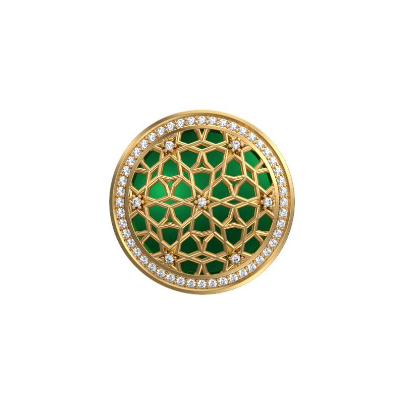 Starburst Luxe, Classic Cufflink Set with CZ Diamonds, 18kt Gold Plating and Enamel on Brass.