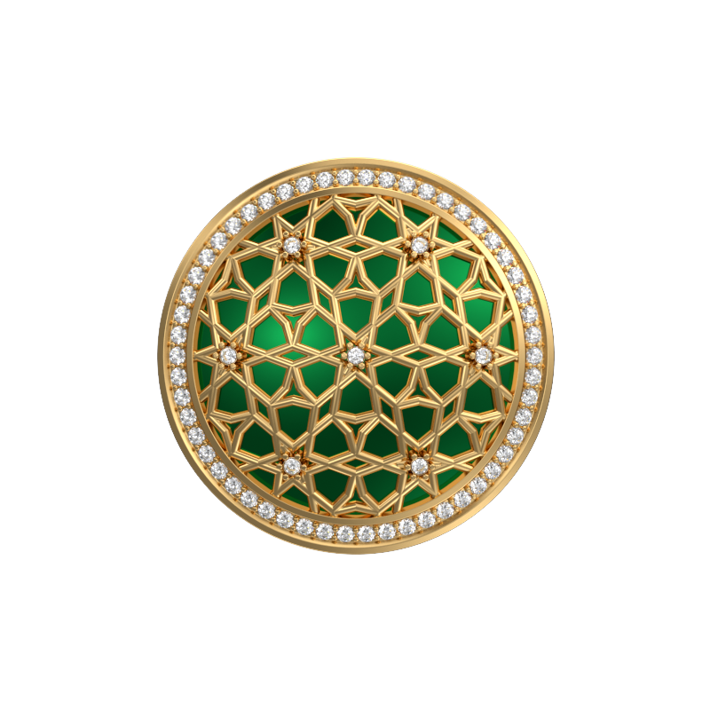 Starburst Luxe, Classic Cufflink Set with CZ Diamonds, 18kt Gold Plating and Enamel on Brass.