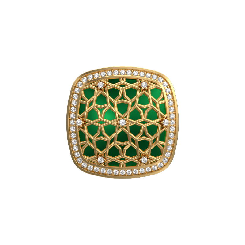 Starburst Luxe, Classic Cufflink Set with CZ Diamonds, 18kt Gold Plating and Enamel on Brass.