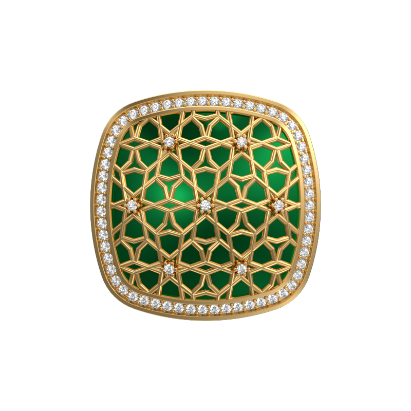 Starburst Luxe, Classic Cufflink Set with CZ Diamonds, 18kt Gold Plating and Enamel on Brass.