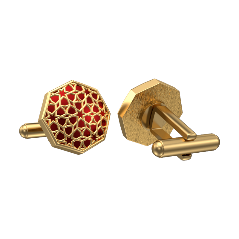 Starburst, Classic Cufflink Set with 18kt Gold Plating and Enamel on Brass.