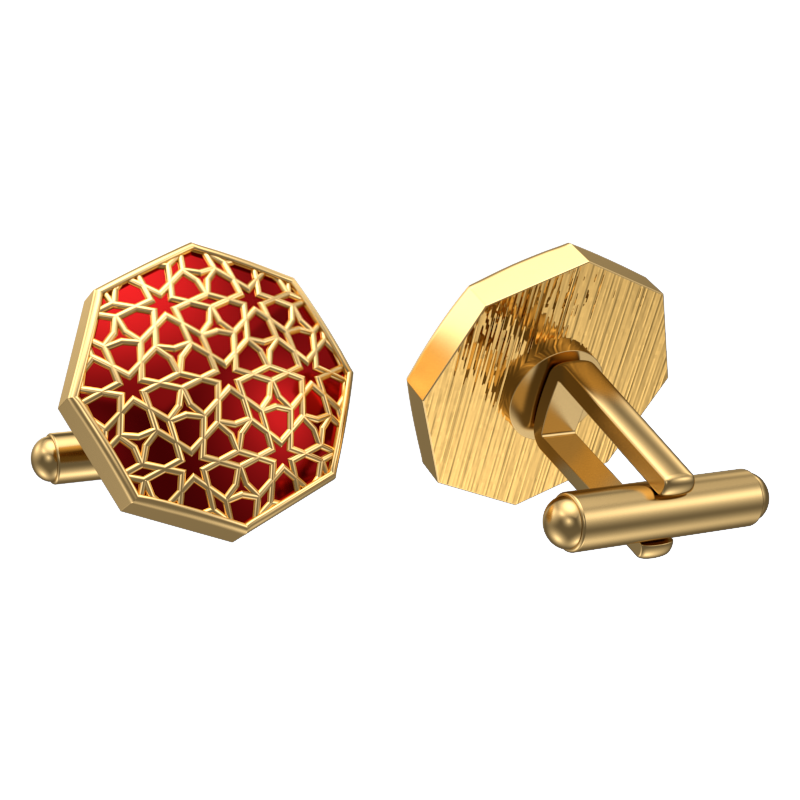 Starburst, Classic Cufflink Set with 18kt Gold Plating and Enamel on Brass.