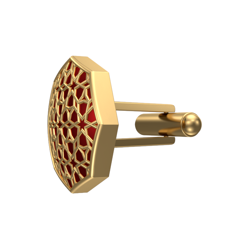 Starburst, Classic Cufflink Set with 18kt Gold Plating and Enamel on Brass.