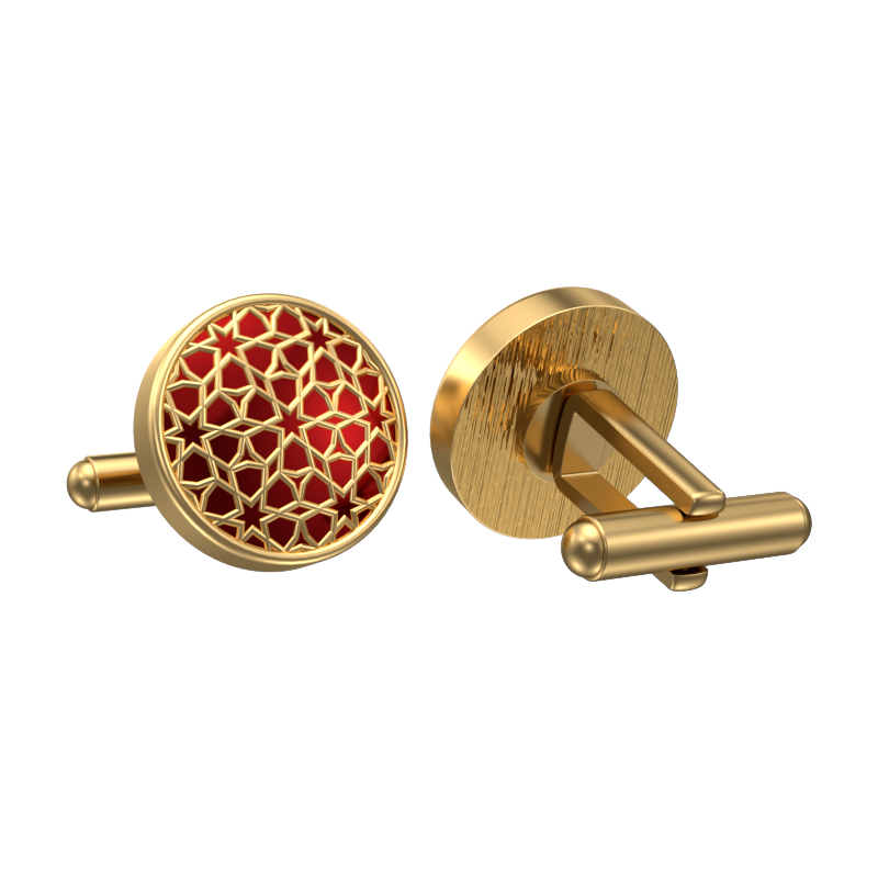 Starburst, Classic Cufflink Set with 18kt Gold Plating and Enamel on Brass.