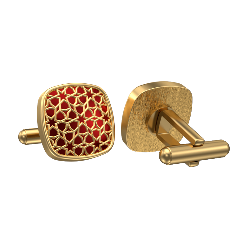 Starburst, Classic Cufflink Set with 18kt Gold Plating and Enamel on Brass.