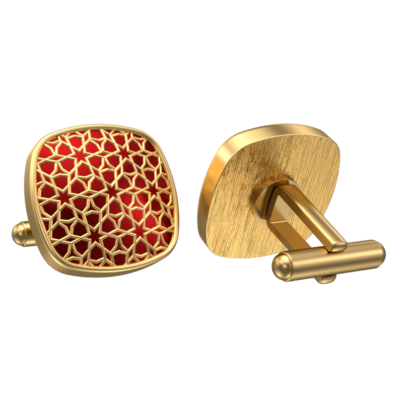 Starburst, Classic Cufflink Set with 18kt Gold Plating and Enamel on Brass.