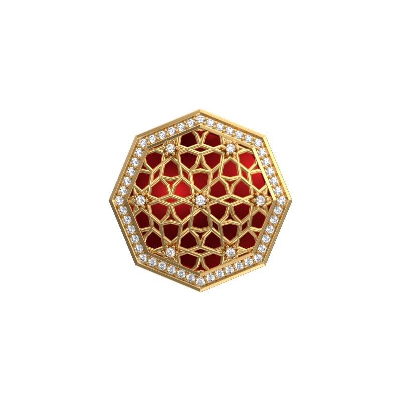 Starburst Luxe, Classic Cufflink Set with CZ Diamonds, 18kt Gold Plating and Enamel on Brass.