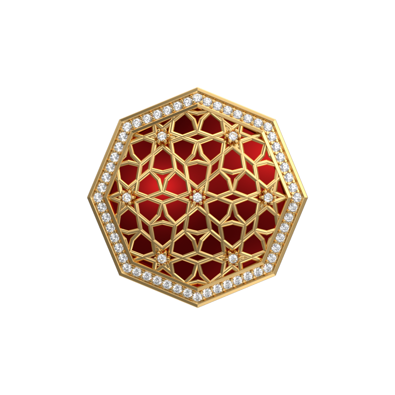Starburst Luxe, Classic Cufflink Set with CZ Diamonds, 18kt Gold Plating and Enamel on Brass.