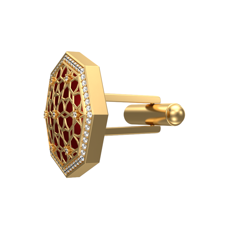 Starburst Luxe, Classic Cufflink Set with CZ Diamonds, 18kt Gold Plating and Enamel on Brass.
