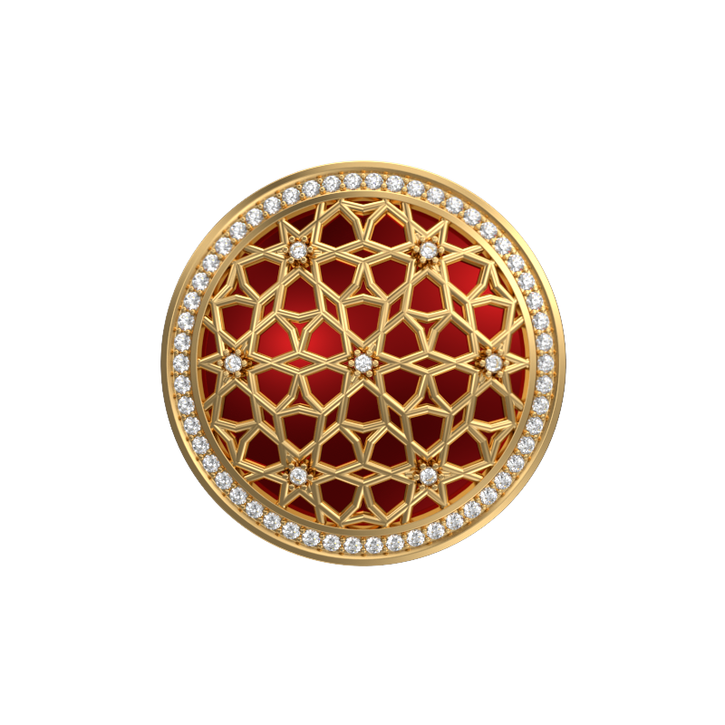 Starburst Luxe, Classic Cufflink Set with CZ Diamonds, 18kt Gold Plating and Enamel on Brass.