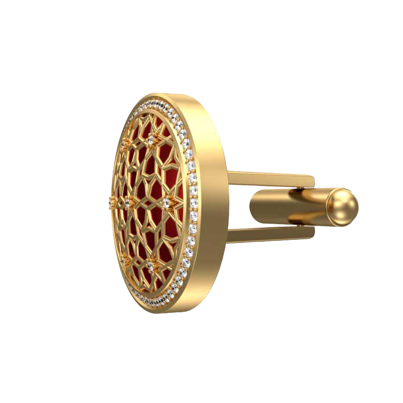 Starburst Luxe, Classic Cufflink Set with CZ Diamonds, 18kt Gold Plating and Enamel on Brass.
