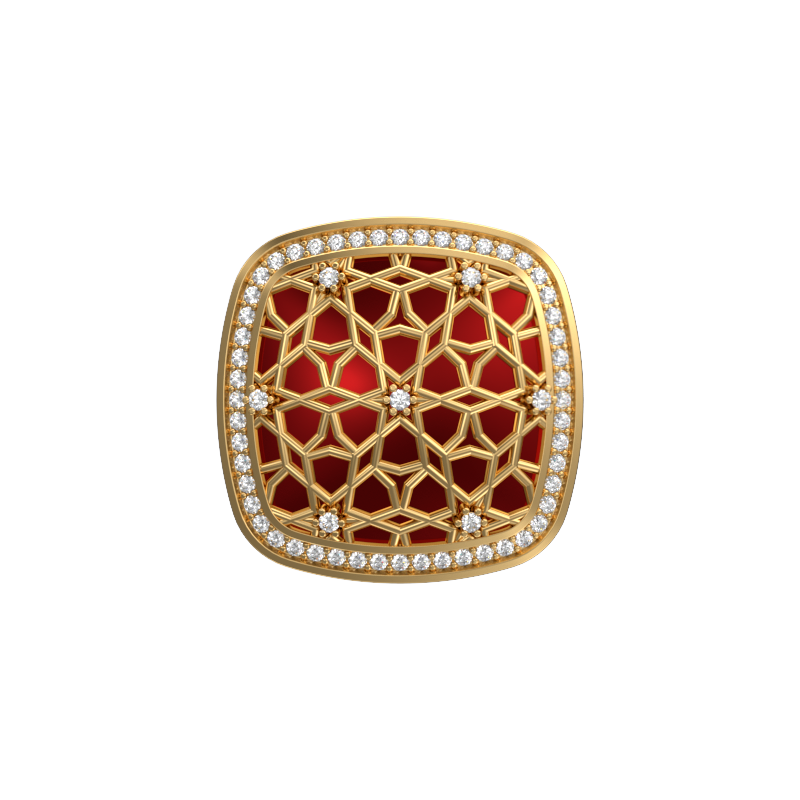 Starburst Luxe, Classic Cufflink Set with CZ Diamonds, 18kt Gold Plating and Enamel on Brass.