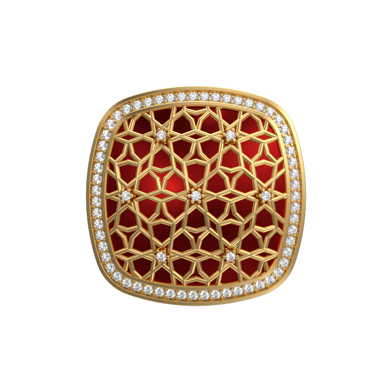 Starburst Luxe, Classic Cufflink Set with CZ Diamonds, 18kt Gold Plating and Enamel on Brass.