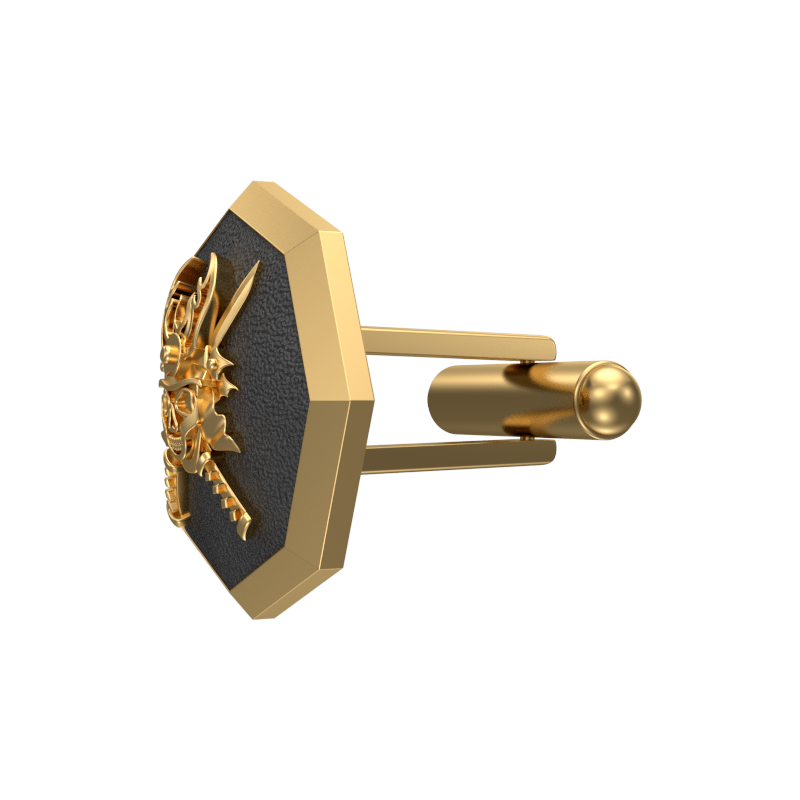 Skull King, Edgy Cufflink Set with 18kt Gold & Black Ruthenium Plating on Brass.