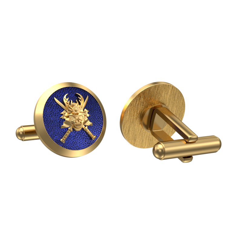 Skull King, Edgy Cufflink Set with 18kt Gold & Black Ruthenium Plating on Brass.