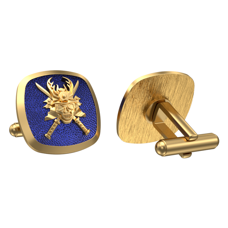Skull King, Edgy Cufflink Set with 18kt Gold & Black Ruthenium Plating on Brass.