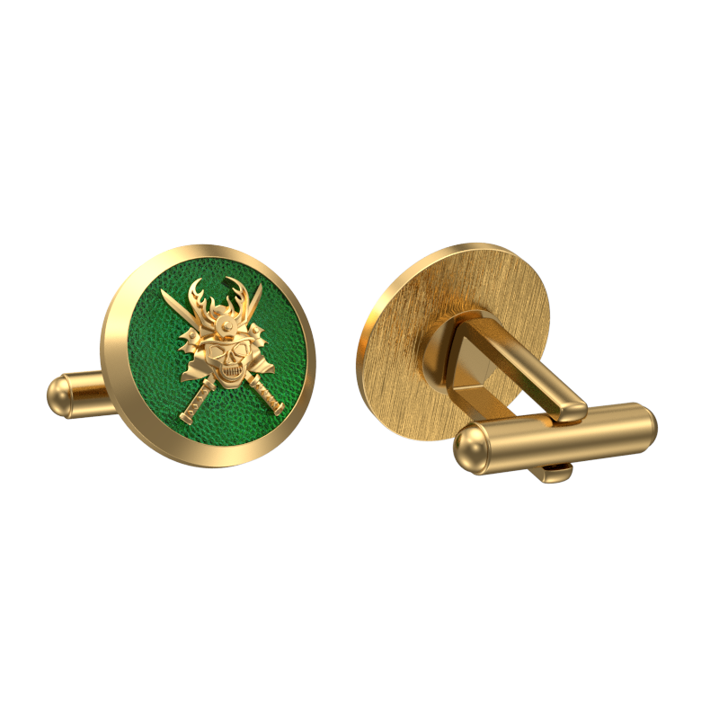 Skull King, Edgy Cufflink Set with 18kt Gold & Black Ruthenium Plating on Brass.