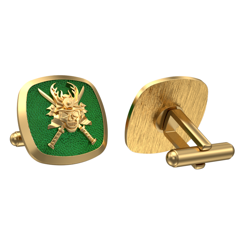 Skull King, Edgy Cufflink Set with 18kt Gold & Black Ruthenium Plating on Brass.